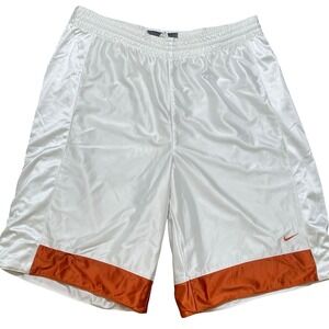 Vintage Nike Basketball Shorts Mens XXL White Orange Shiny Dazzle Y2K Baggy